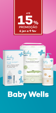 Marca Baby Wells com at&eacute; 15% desconto direto - de 6 janeiro a 9 fevereiero